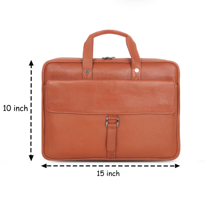 DENION Office Leather laptop bag for Fits 16 to 26 inch Laptop Messenger Bags For Mens (1-Brown Bag)