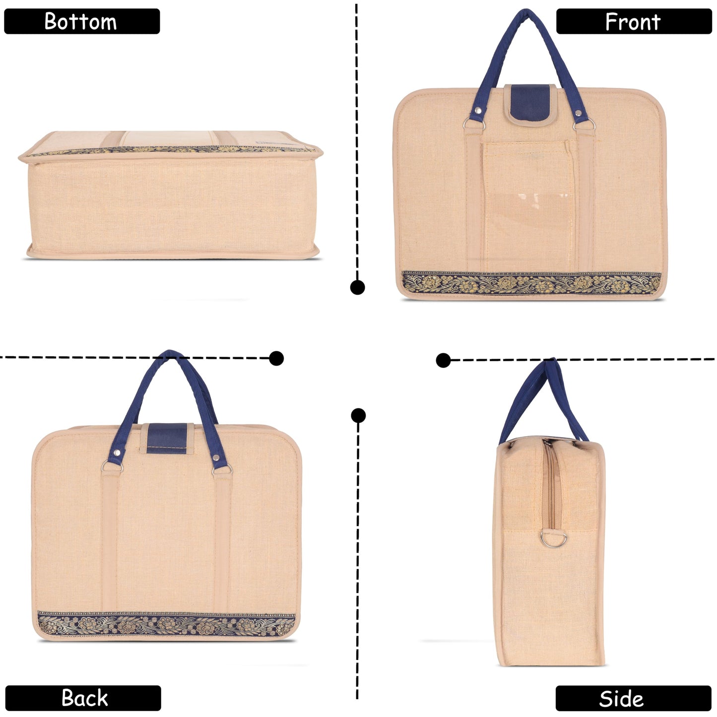 DENION Office Jute Laptop Messenger Bag for Men | Fits up to 16 Inch Laptops | 3 Compartments | 12x16x4 Inches Eco-Friendly Professional Shoulder &Hand Bag-Blue A