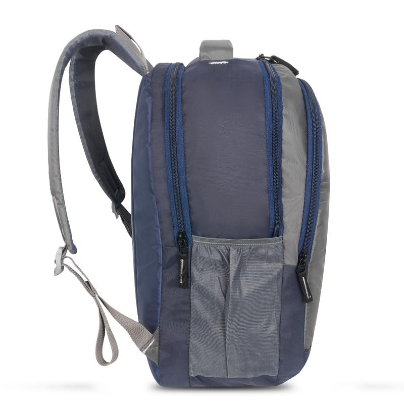 DENION Casual Backpack with 3 Compartments &Front Pocket | 17x12x5 Inches Polyester School &College Bag for Boys, Girls, Men &Women | Ideal for Office, Study &Travel – Grey