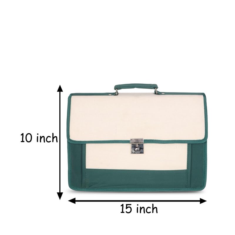DENION Office Jute Laptop Messenger Bag for Men | Fits up to 16 Inch Laptops | 3 Compartments | 12x16x4 Inches Eco-Friendly Professional Shoulder &Hand Bag-Green B