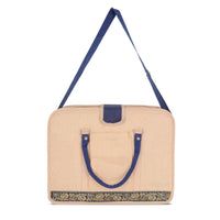 DENION Office Jute Laptop Messenger Bag for Men | Fits up to 16 Inch Laptops | 3 Compartments | 12x16x4 Inches Eco-Friendly Professional Shoulder &Hand Bag-Blue A