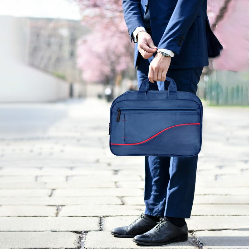 DENION Office Tetron Laptop Messenger Bag for Men | Fits up to 16 Inch Laptops | 4 Compartments | 12x16x5 Inches Lightweight Professional Shoulder &Hand Bag – Blue