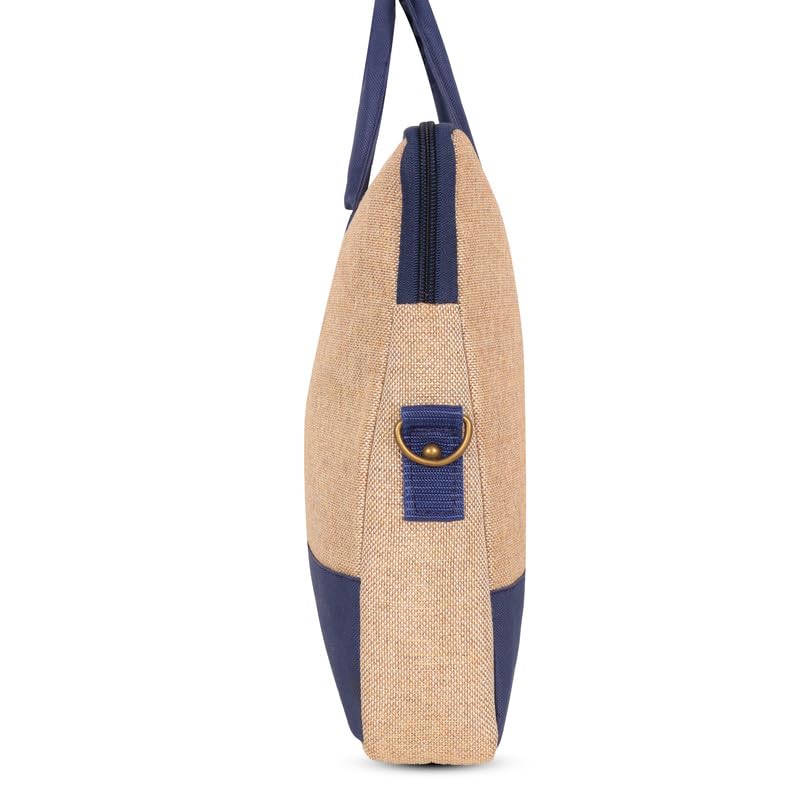 DENION Office Jute Laptop Messenger Bag for Men | Fits up to 16 Inch Laptops | 3 Compartments | 12x16x4 Inches Eco-Friendly Professional Shoulder &Hand Bag-Blue