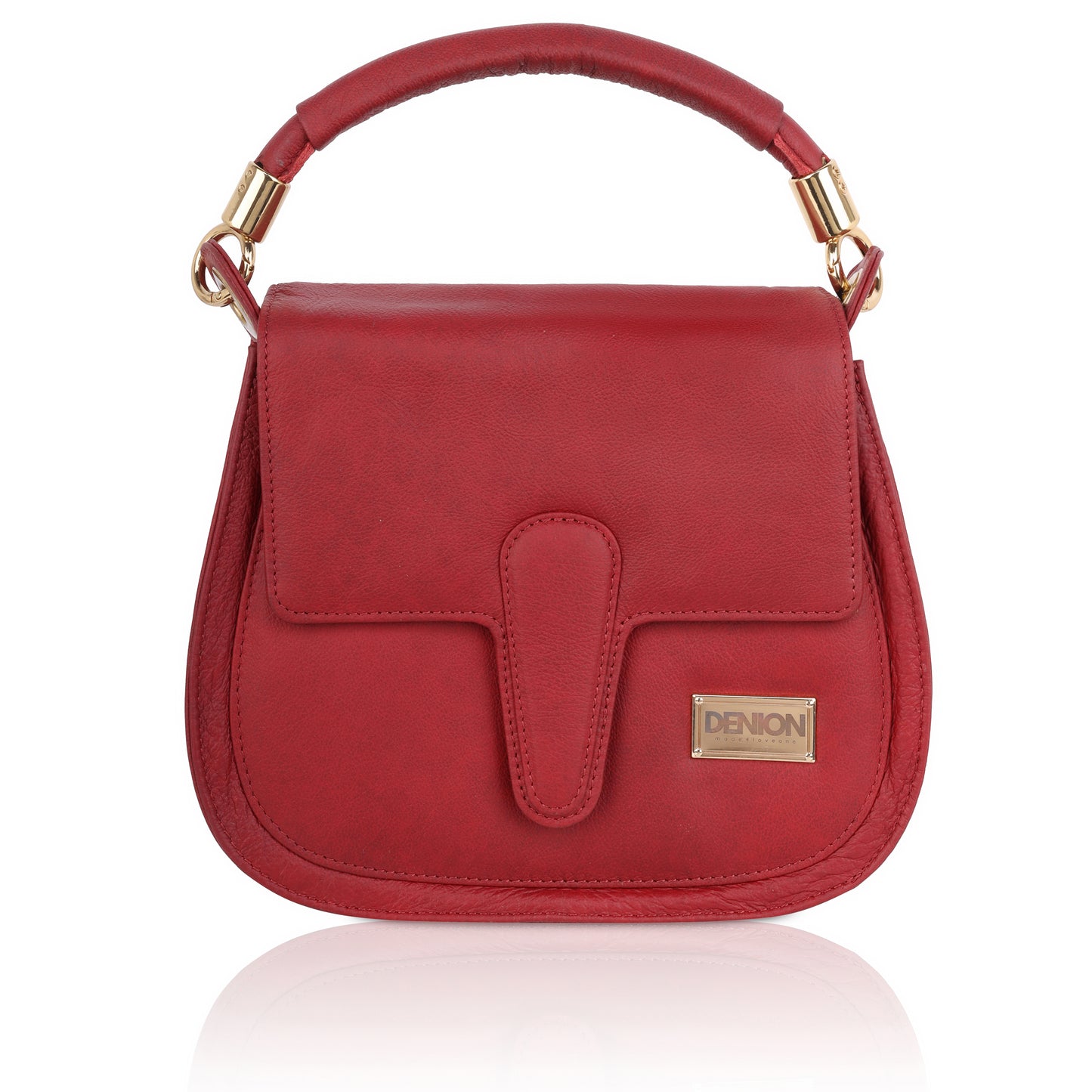 Denion Classic Brown Leather Laptop Bag with Dual Handles