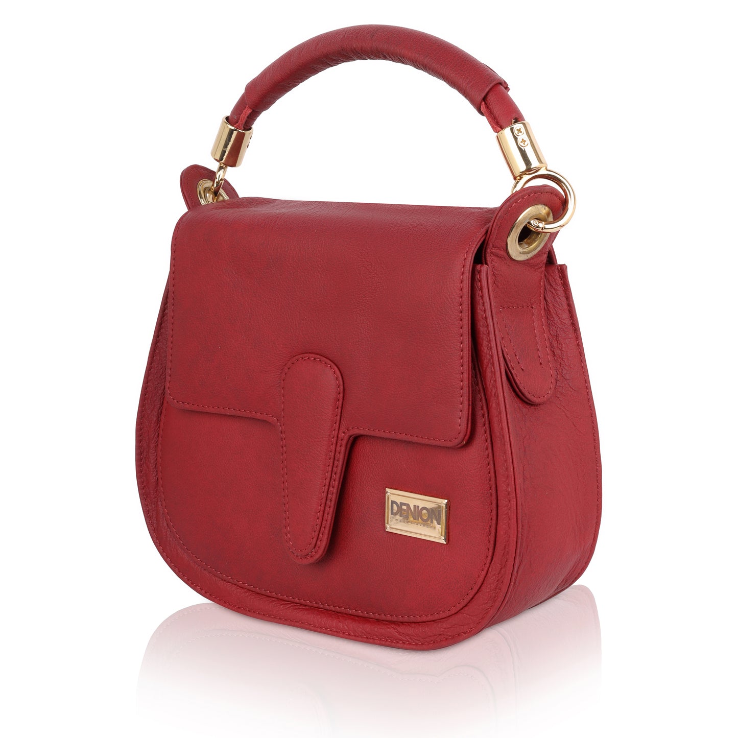 Denion Classic Brown Leather Laptop Bag with Dual Handles