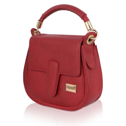 Denion Classic Brown Leather Laptop Bag with Dual Handles