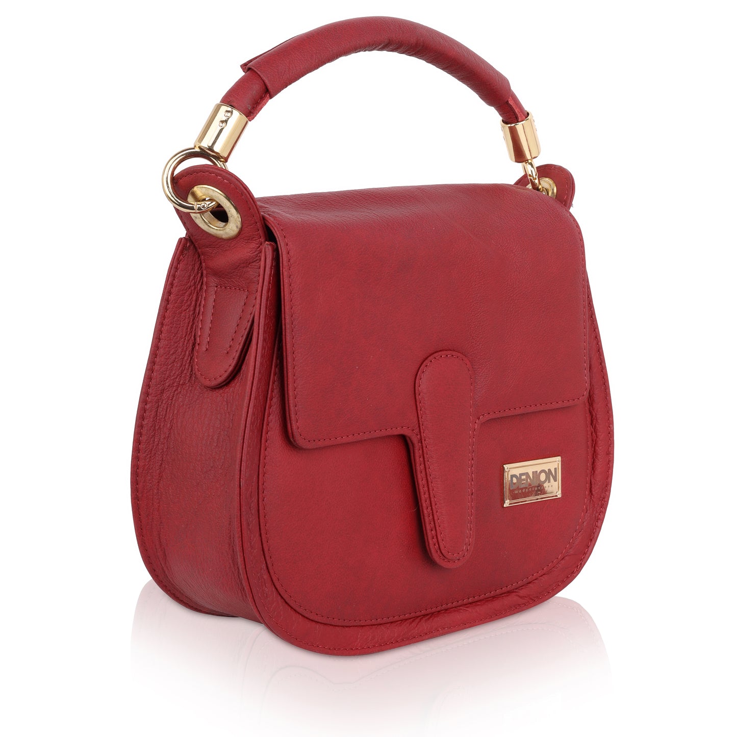 Denion Classic Brown Leather Laptop Bag with Dual Handles