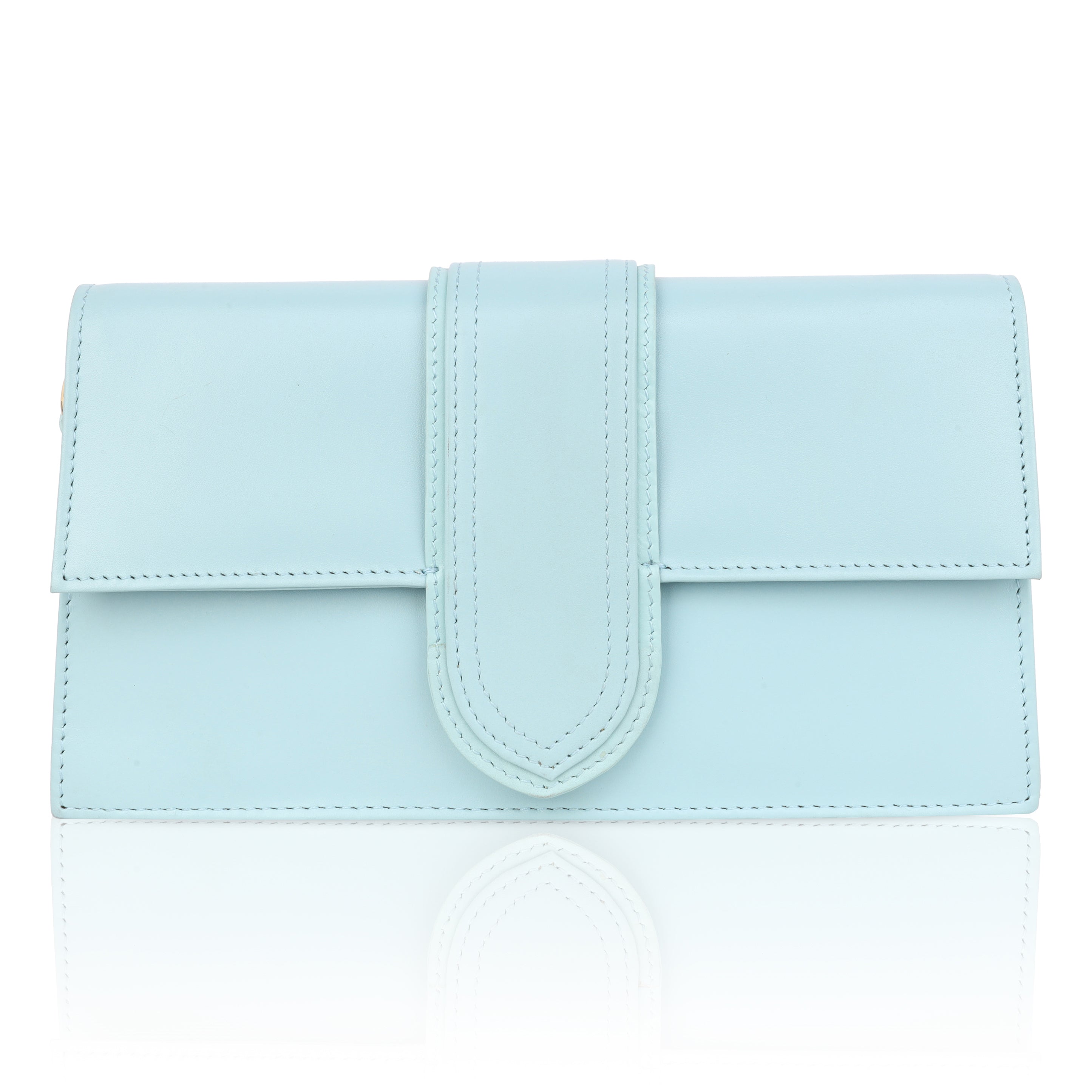 Denion Elegant Light Blue Leather Crossbody Sling Bag – Compact Shoulder Bag for Women