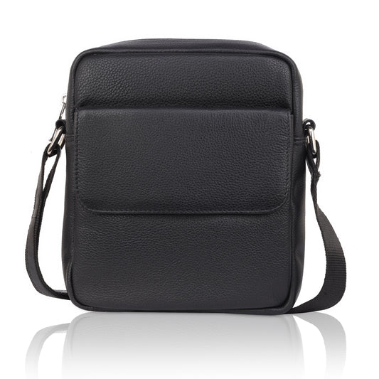 Denion Men’s Black Leather Crossbody Sling Bag – Stylish Shoulder & Messenger Bag for Travel, Office & Everyday Use
