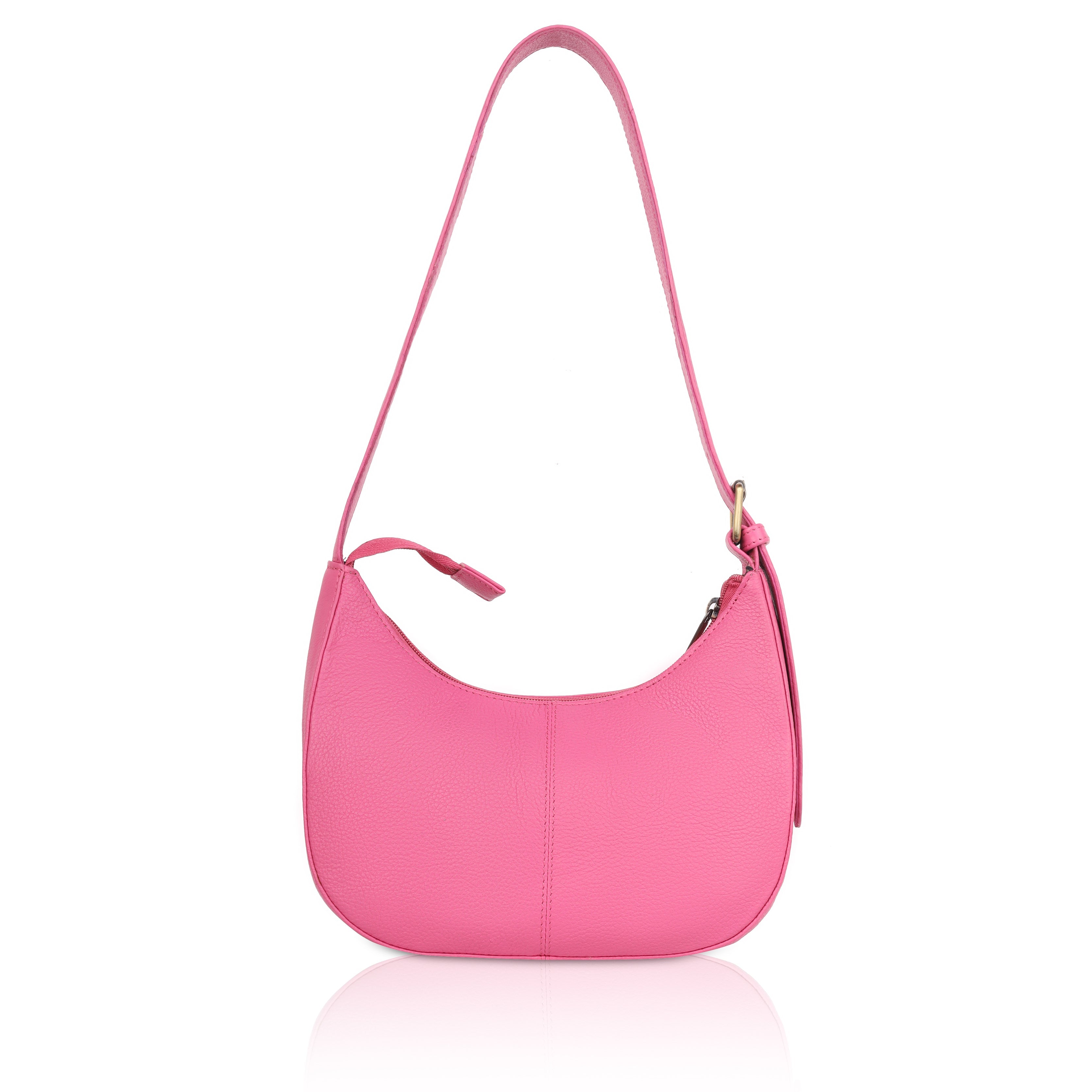 Denion Women’s Pink Leather Shoulder Bag – Trendy Underarm Handbag with Zipper Closure, Compact & Chic Everyday Purse