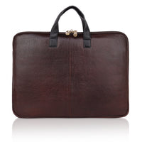 Denion Classic Brown Leather Laptop Bag with Dual Handles