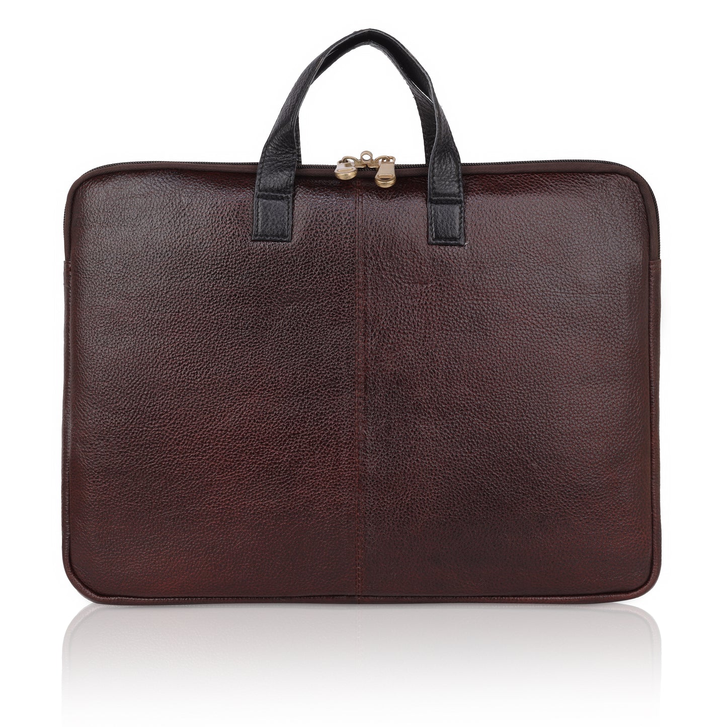 Denion Classic Brown Leather Laptop Bag with Dual Handles