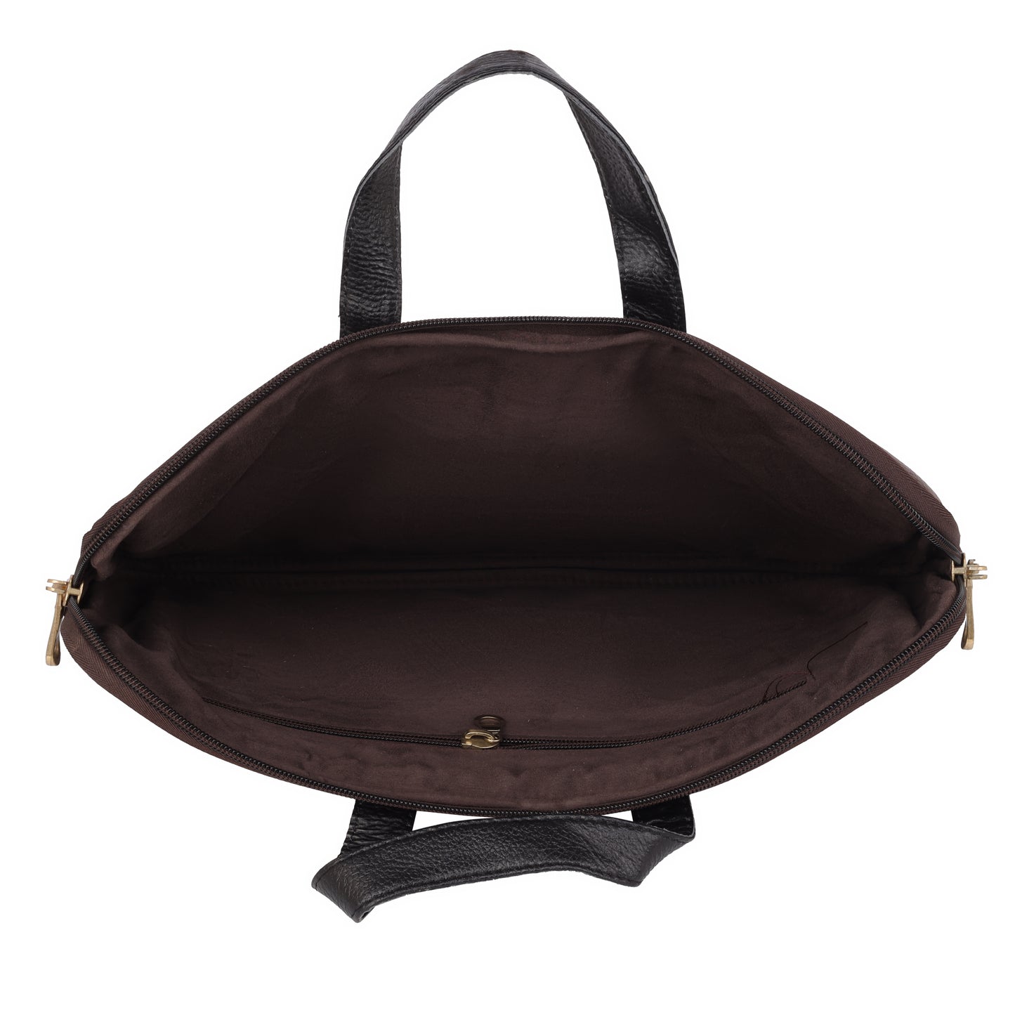Denion Classic Brown Leather Laptop Bag with Dual Handles