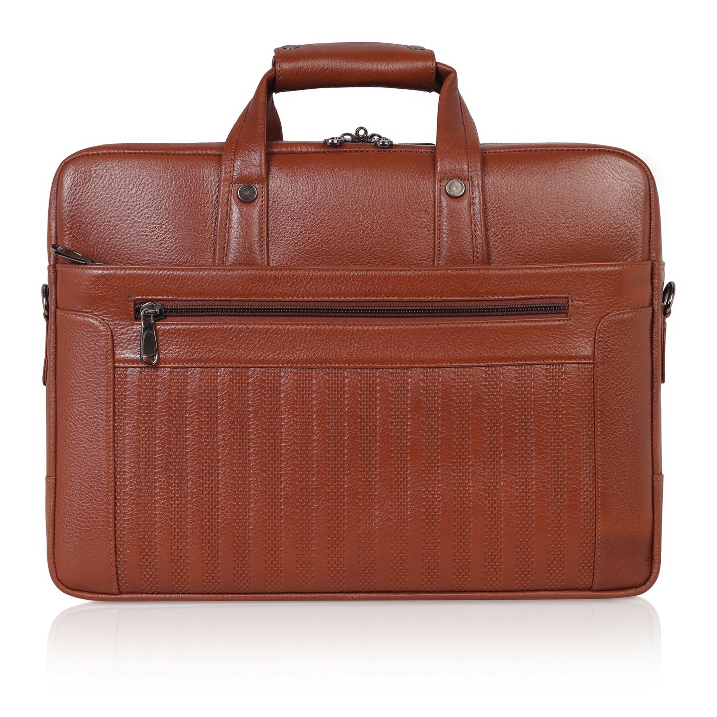 Denion Genuine Tan Leather Laptop Bag with Shoulder Strap – Executive Office Bag