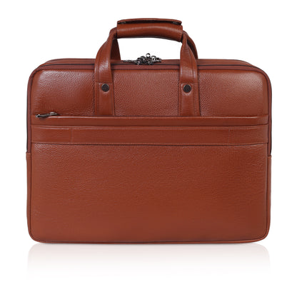 Denion Genuine Tan Leather Laptop Bag with Shoulder Strap – Executive Office Bag