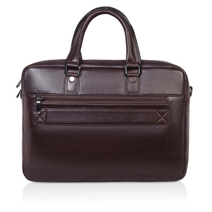 Denion 16-Inch Genuine Leather Laptop Bag – Crocodile Textured Design, Brown