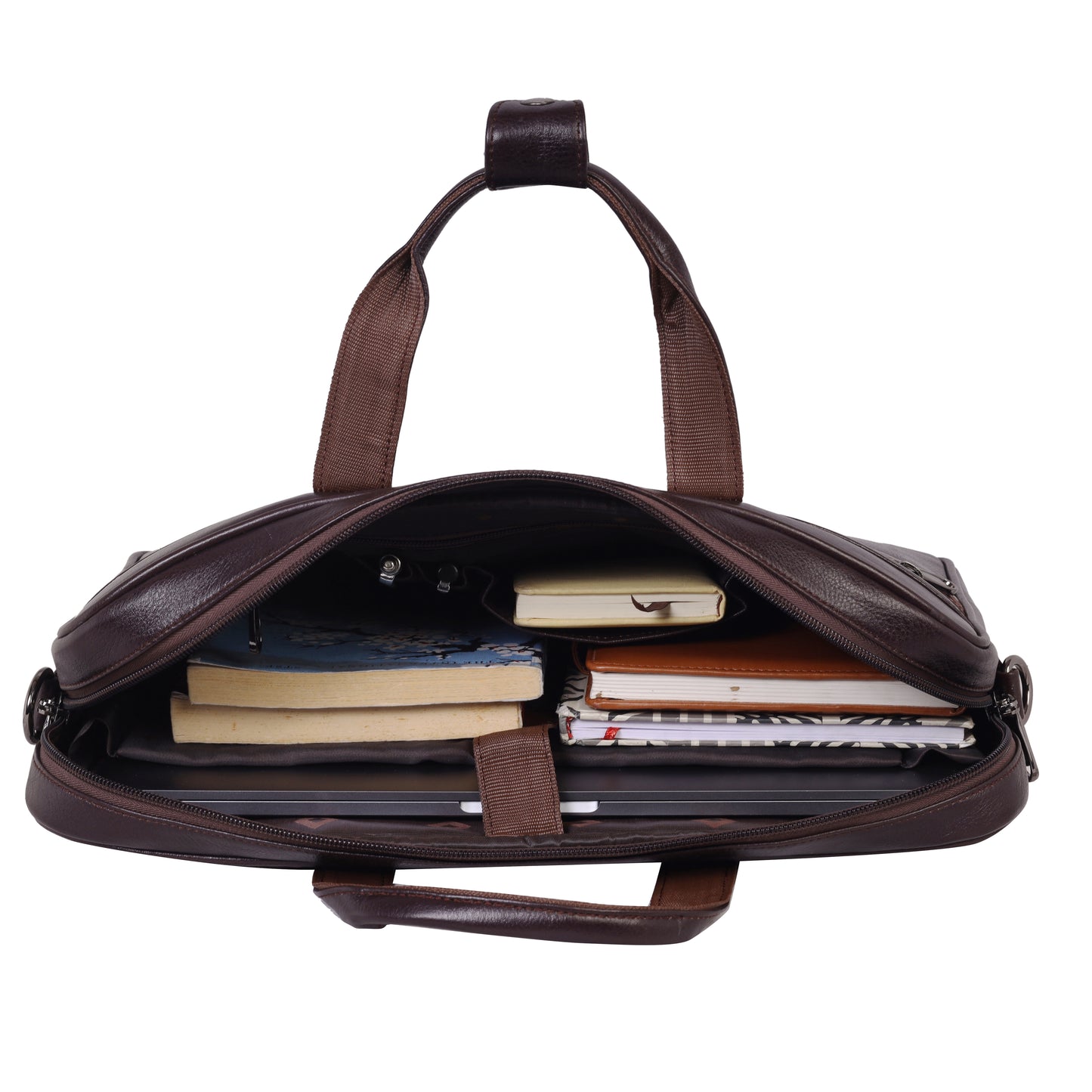 Luxury Dark Brown Leather Laptop Bag with Crocodile-Embossed Design – 16 Inch Business Bag