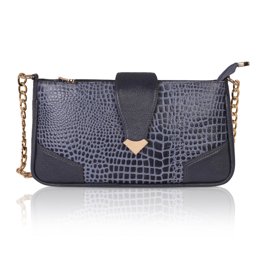 👜 Denion Elegant Croc-Textured Leather Sling Bag – Stylish Shoulder & Crossbody Bag with Gold Chain for Women
