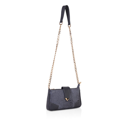 👜 Denion Elegant Croc-Textured Leather Sling Bag – Stylish Shoulder & Crossbody Bag with Gold Chain for Women