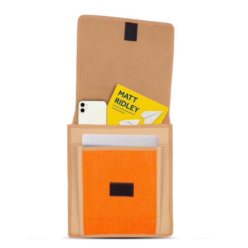 DENION Office Jute Laptop &Tablet Messenger Bag | Fits up to 12 Inch Devices | 3 Compartments | 14x12x4 Inches Eco-Friendly Professional Shoulder &Hand Bag- Orange