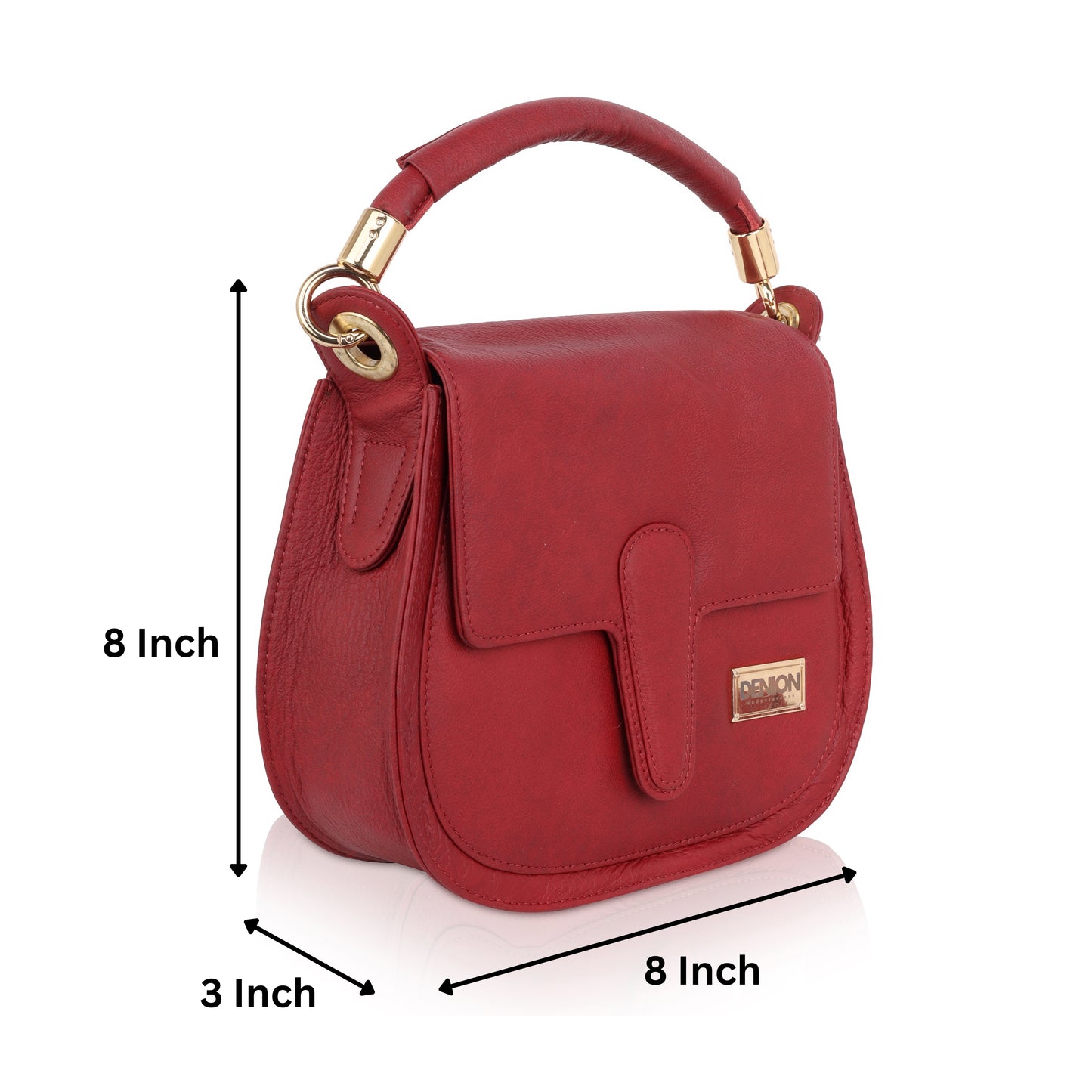 Denion Classic Brown Leather Laptop Bag with Dual Handles