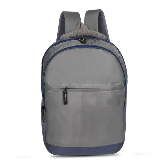 DENION Casual Backpack with 3 Compartments &Front Pocket | 17x12x5 Inches Polyester School &College Bag for Boys, Girls, Men &Women | Ideal for Office, Study &Travel – Grey