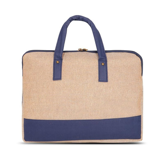 DENION Office Jute Laptop Messenger Bag for Men | Fits up to 16 Inch Laptops | 3 Compartments | 12x16x4 Inches Eco-Friendly Professional Shoulder &Hand Bag-Blue