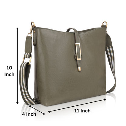 👜 Denion Olive Green Leather Crossbody Sling Bag – Stylish Shoulder Bag for Women