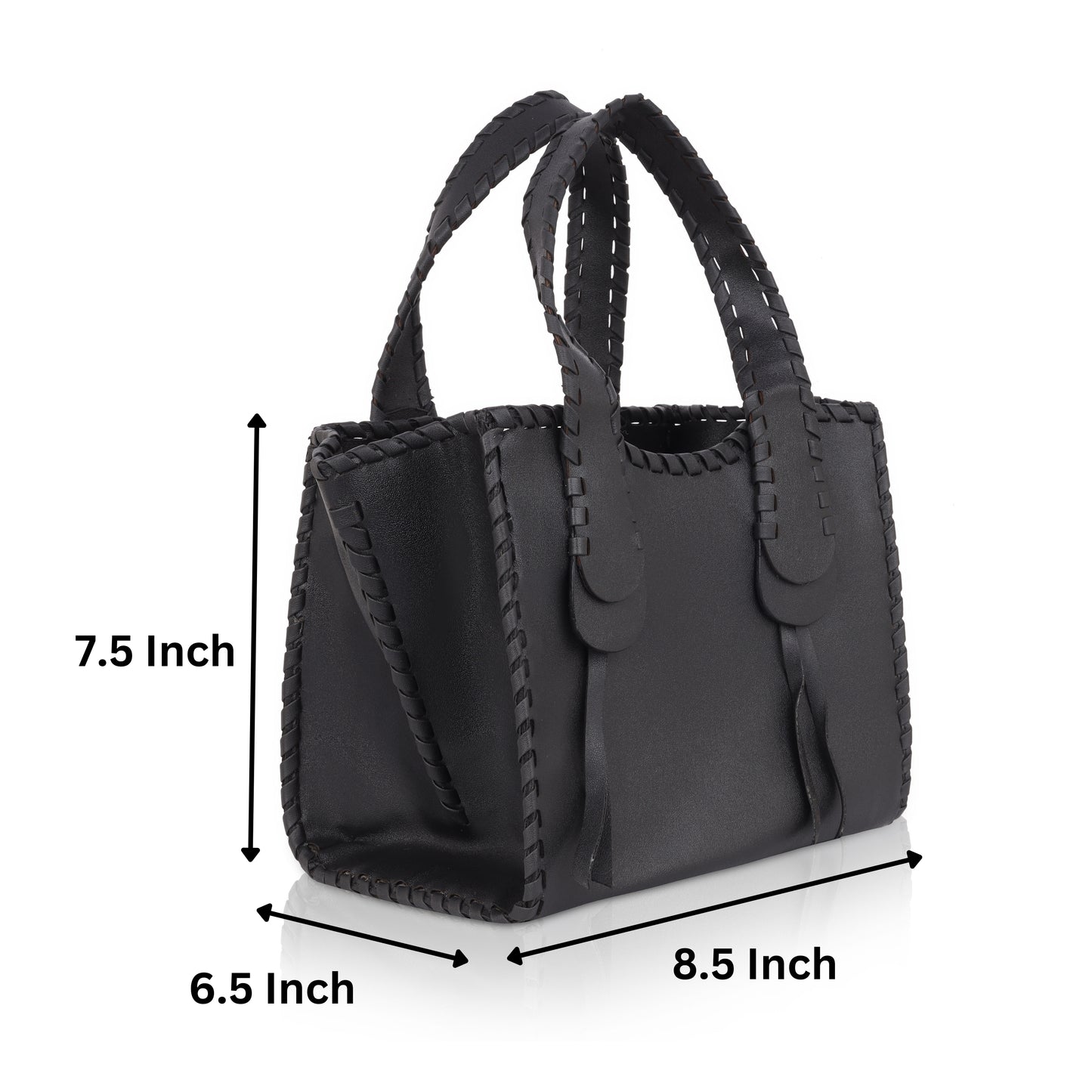 Denion Stylish Black Leather Tote – Handwoven Design Shoulder & Handbag for Women
