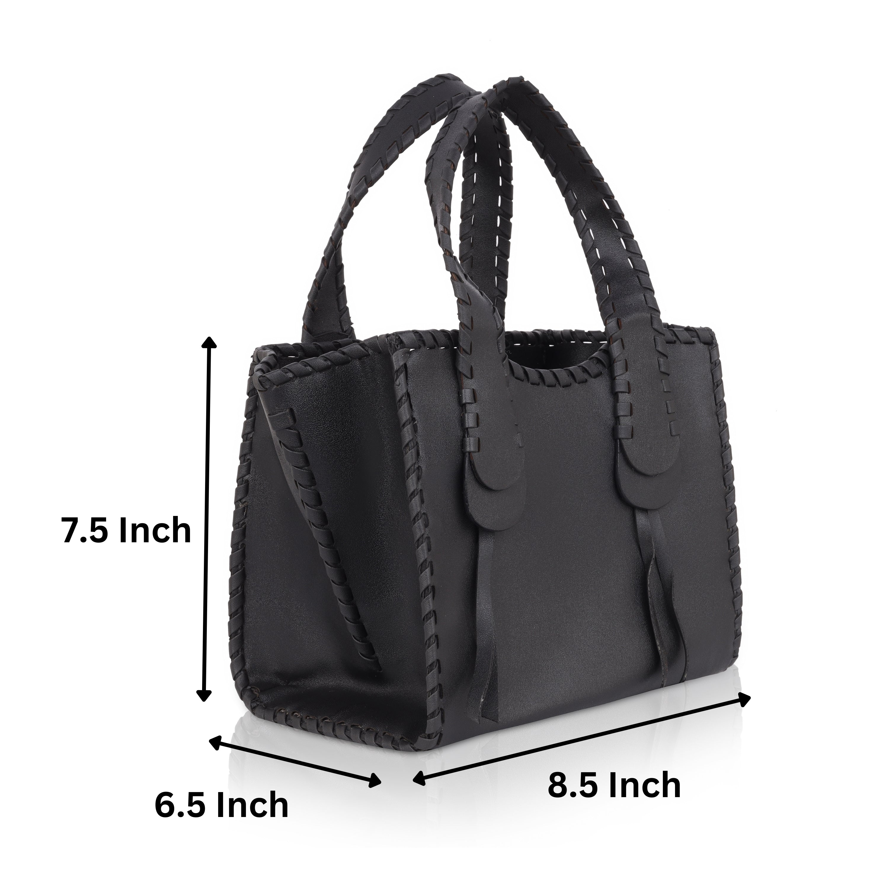 Denion Stylish Black Leather Tote – Handwoven Design Shoulder & Handbag for Women