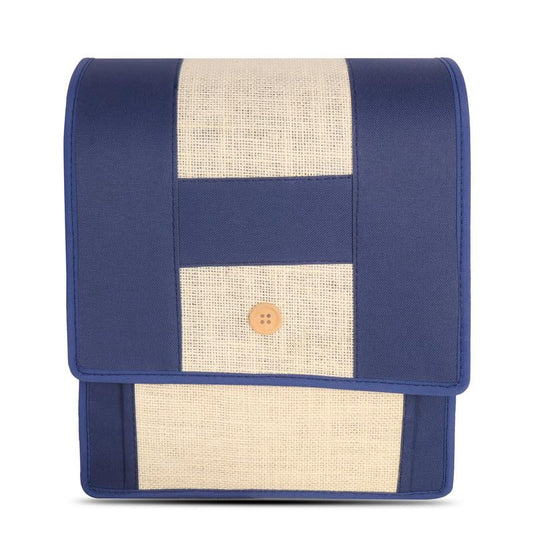 DENION Office Jute Laptop &Tablet Messenger Bag | Fits up to 12 Inch Devices | 3 Compartments | 14x12x4 Inches Eco-Friendly Professional Shoulder &Hand Bag- Blue