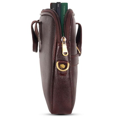 DENION Office Leather Laptop Messenger Bag for Men | Fits up to 16 Inch Laptops | 3 Compartments | 12x16x3 Inches Shoulder &Hand Bag – Brown Design 6