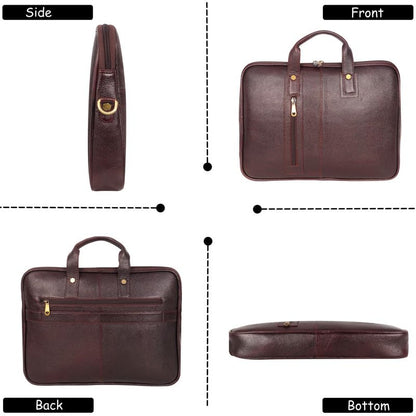 DENION Office Leather Laptop Messenger Bag for Men | Fits up to 16 Inch Laptops | 3 Compartments | 12x16x3 Inches Shoulder &Hand Bag – Brown Design 6