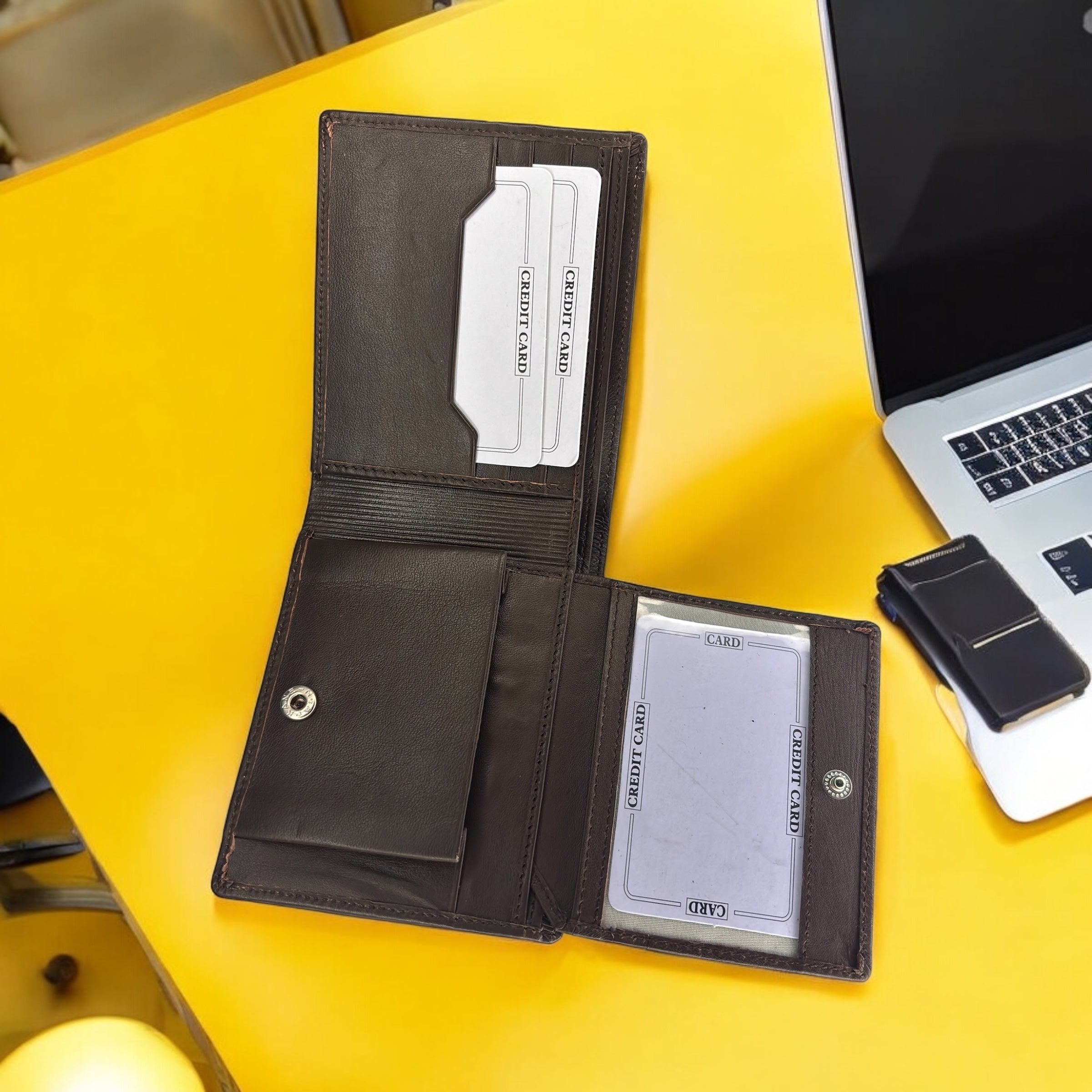 Denion Genuine Leather Wallet for Men – Bi-Fold Design with Coin Pocket, Card Slots & Embossed Branding