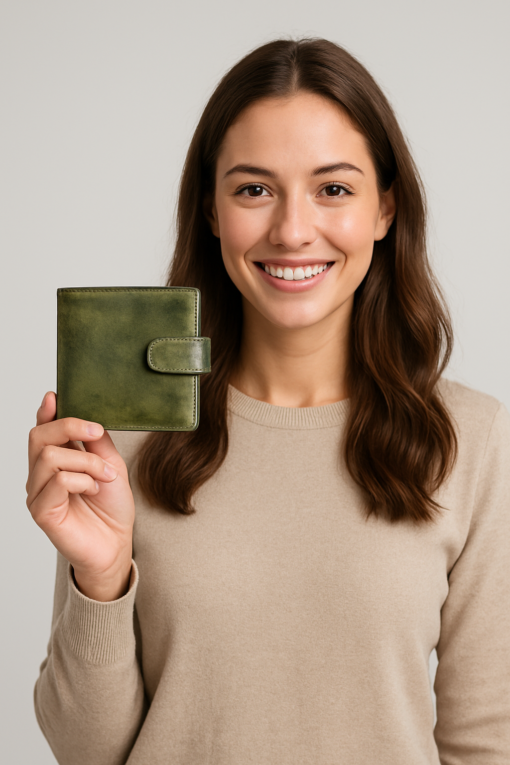Denion Premium Green Leather Wallet for Men – Bi-Fold Design with Button Closure