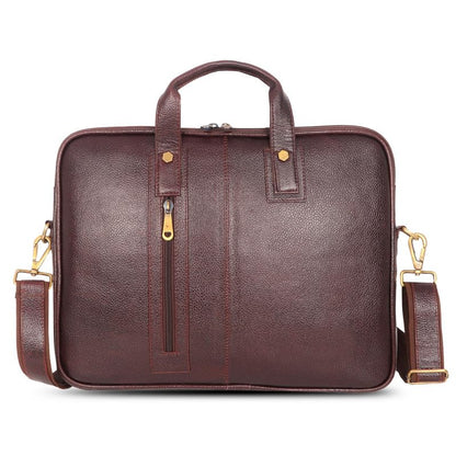 DENION Office Leather Laptop Messenger Bag for Men | Fits up to 16 Inch Laptops | 3 Compartments | 12x16x3 Inches Shoulder &Hand Bag – Brown Design 6