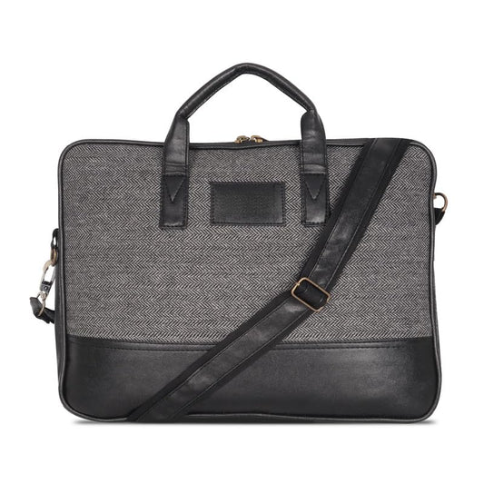 DENION Office Polyester Laptop Messenger Bag for Men | Fits up to 16 Inch Laptops | 3 Compartments | 12x16x3 Inches Lightweight Professional Shoulder &Hand Bag – Black
