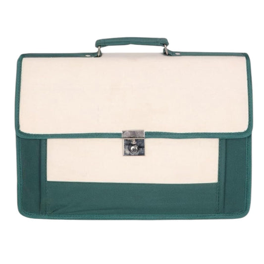 DENION Office Jute Laptop Messenger Bag for Men | Fits up to 16 Inch Laptops | 3 Compartments | 12x16x4 Inches Eco-Friendly Professional Shoulder &Hand Bag-Green B