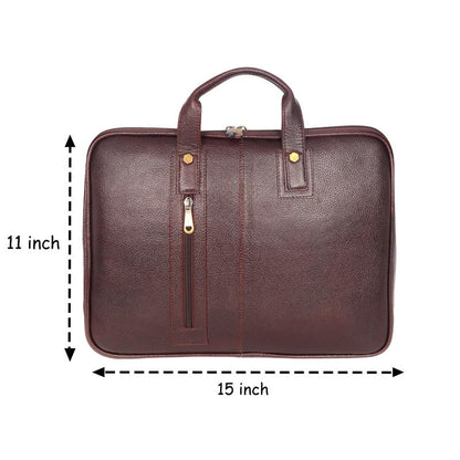 DENION Office Leather Laptop Messenger Bag for Men | Fits up to 16 Inch Laptops | 3 Compartments | 12x16x3 Inches Shoulder &Hand Bag – Brown Design 6