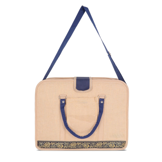 DENION Office Jute Laptop Messenger Bag for Men | Fits up to 16 Inch Laptops | 3 Compartments | 12x16x4 Inches Eco-Friendly Professional Shoulder &Hand Bag-Blue A